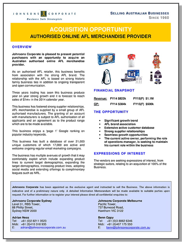 One-Page Deal Teaser