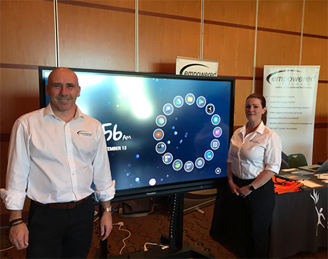 Empowered staff displaying screen technology